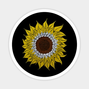 White and Yellow Sunflower Magnet